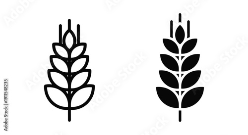 Black and white wheat stalks illustration minimalist design vector art for agriculture harvest nature theme