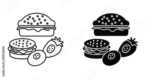 Fast food burger and fries set cartoon vector illustration isolated on white background