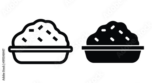 Two black and white ice cream scoops in metal trays isolated on white background minimal dessert concept