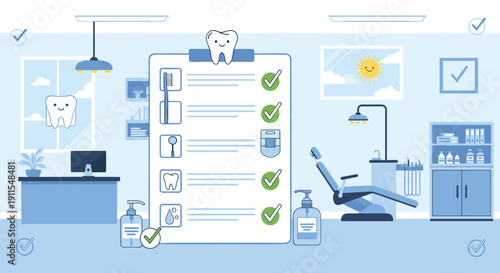 Task Checklist Clinic Healthcare Flat Minimalist Illustration