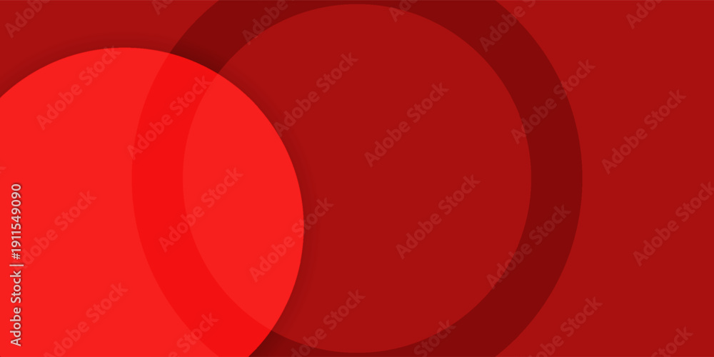 Obraz premium Modern Red Abstract Background with Overlapping Circles and Geometric Accents. futuristic technology concept, eps10