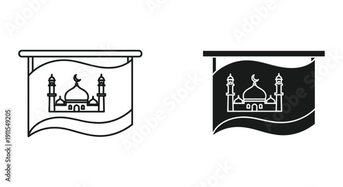 Modern minimalist fireplace vector icon set with family home symbol and cozy living room design elements