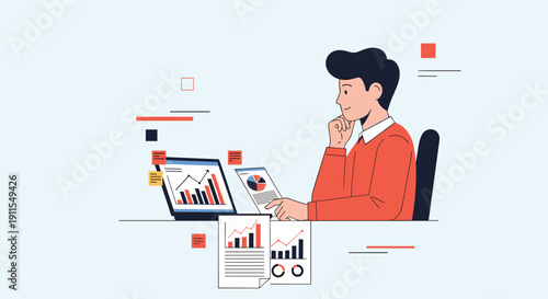 FInance Chart Flat Illustration Vector 