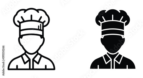 Two professional chefs hat icons isolated on white background vector illustration for restaurant cooking food service