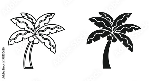 Tropical palm tree leaves isolated on white background vector illustration minimal design