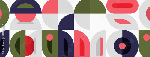 Abstract geometric pattern. Overlapping shapes create modern, colorful design. Simple forms repeat, forming rhythmic texture.