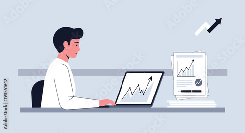 Remote Worker Flat Illustration Vector 