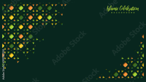 Islamic celebration greeting card template. Abstract background with Arabic ornament style