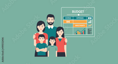 Family Finance Flat Illustration