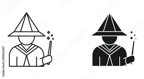 Graduation cap and gown flat icon set for academic success and education achievement vector illustration