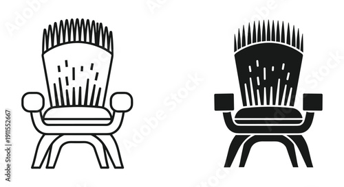 Two modern minimalist white armchairs isolated on plain background vector illustration furniture design