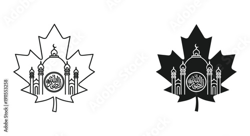 Canada military police emblem badge crest vector illustration isolated on white background maple leaf design
