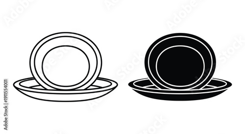 Black and white minimalist concentric circles design on isolated background for modern logo template