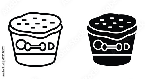 Ice Cream Cup Icon Black And White Outline Illustration