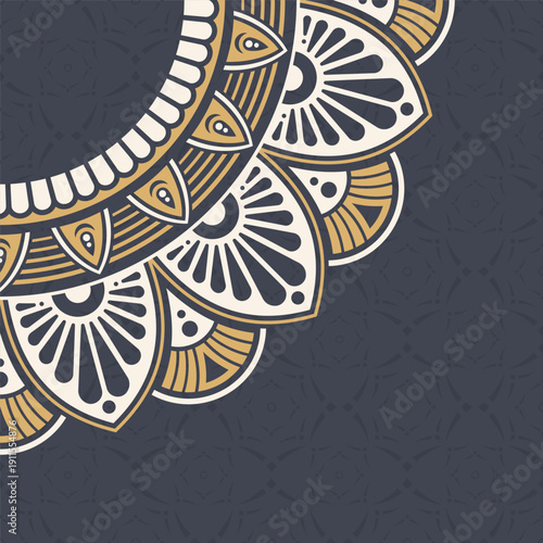 Invitation graphic card with mandalas. Vintage decorative elements. Applicable for covers, posters, flyers, banners. Arabic, islam, indian, turkish, chinese, ottoman motifs. Color vector illustration.