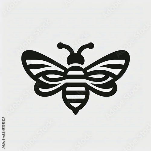 Black and White Bee Illustration Design 2.