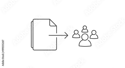 Vector icon of a document sharing to three people isolated on transparent background