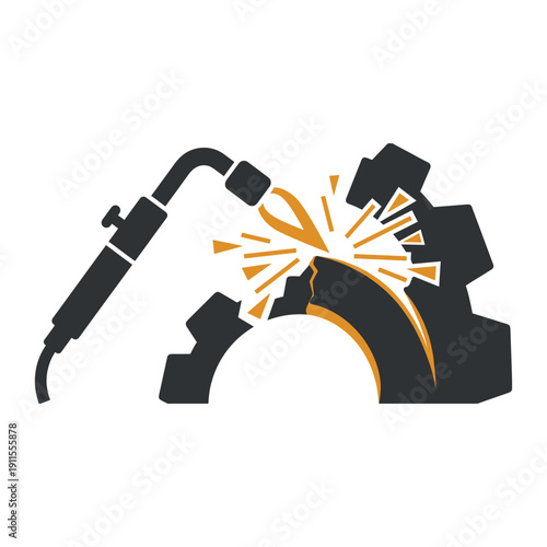 A powerful welding torch, emitting vibrant, hot sparks intensely engaging with a fractured gear, conceptualizing vital mechanical repair, dynamic fabrication, and robust industrial problem-solving