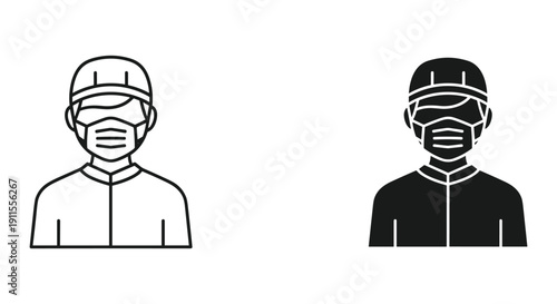 Jockeys Wearing Face Masks, Black and White Illustration, Racing Theme