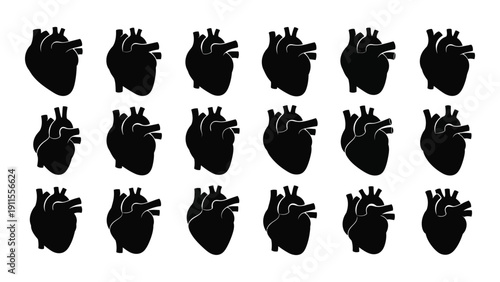 A collection of various black silhouettes of different types of shoes Vector