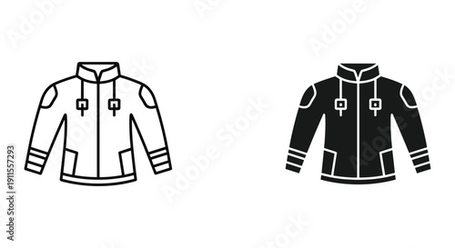 Black and white sports jacket vector illustration isolated on white background for design