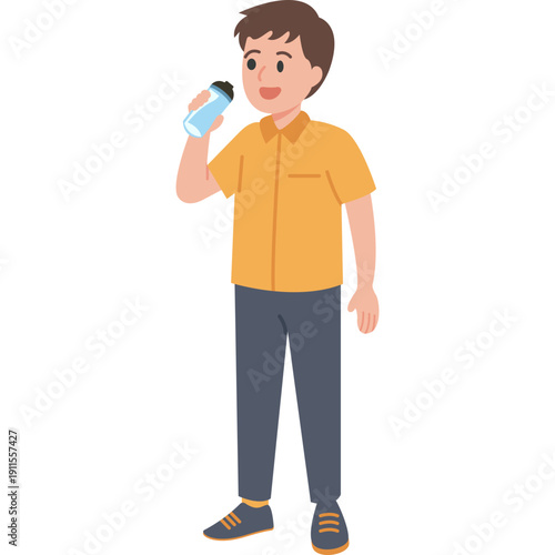 People Drinking Water Illustration