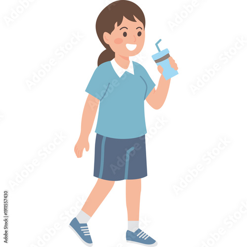 People Drinking Water Illustration