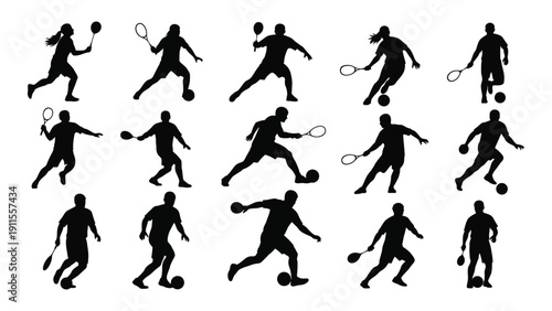 Silhouettes of various people engaged in different sports activities Vector