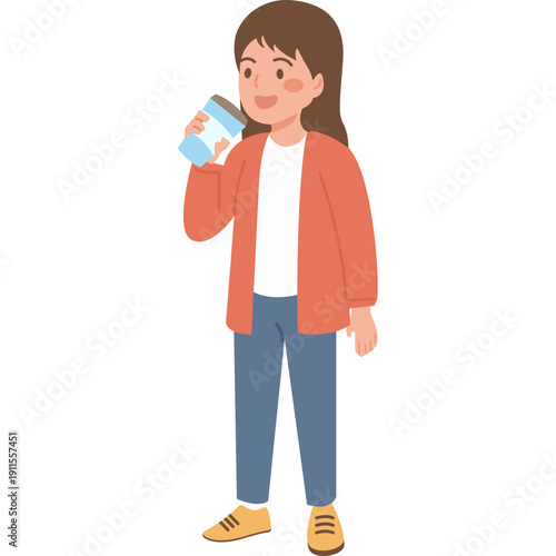 People Drinking Water Illustration