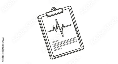 Vector clipboard with electrocardiogram reading on paper isolated on transparent background