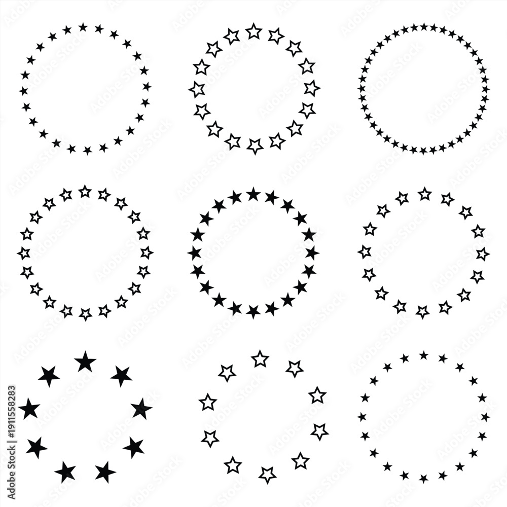 Obraz premium Collection of stylish star circle frames in various designs