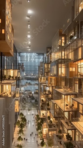 Modern Shopping Mall Interior at Night Time.