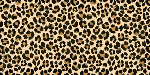 Obraz Seamless leopard print pattern with irregular spots on a beige background