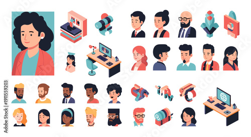 A vibrant illustration of diverse faces, perfect for promoting inclusivity in marketing materials.