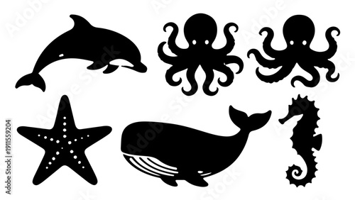 set of sea animals