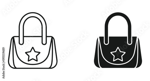 Handbag icon set black and white minimalist fashion accessories vector illustration design template