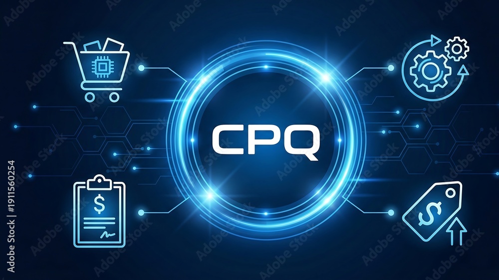 Obraz premium CPQ configure price quote concept process used by companies to automate the sales quoting and proposal generation process new