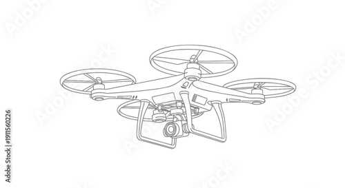 Vector illustration of a drone with a camera isolated on transparent background