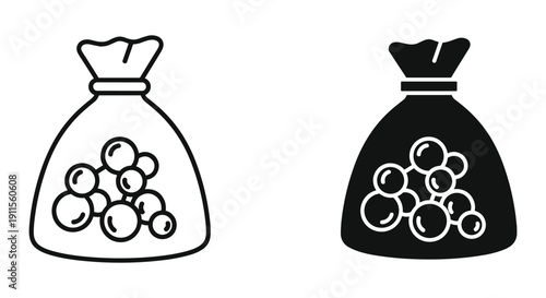 Two minimalist money bags icons with crowns isolated on white background vector illustration