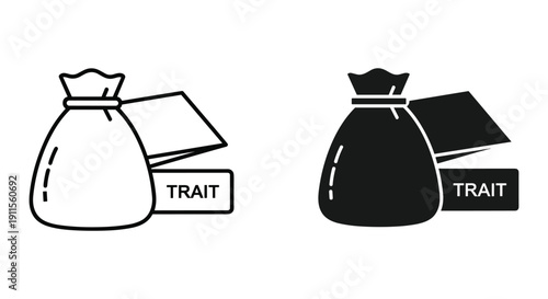 Minimalist trait comparison concept illustration flat design black and white personality types vector