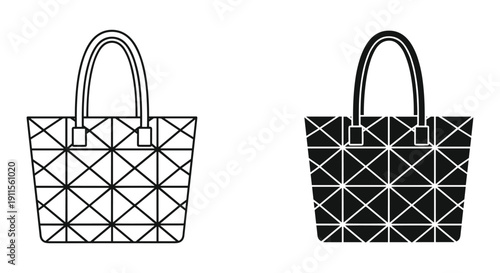 Geometric Pattern Handbag Illustration Set on White Background