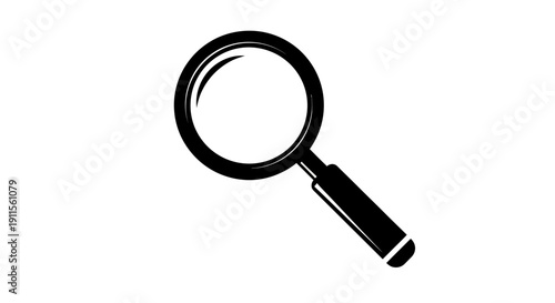 Black magnifying glass icon on white background.