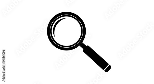 Simple black magnifying glass icon on white background.
