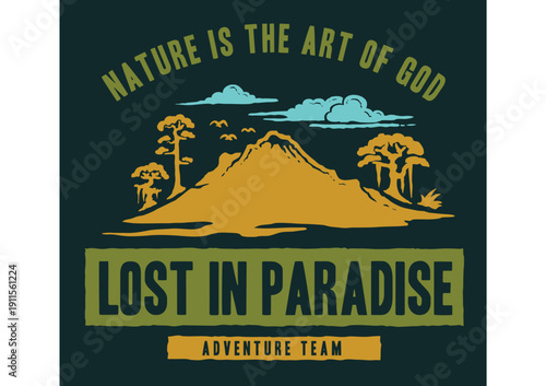 Lost In Paradise Hand Lettering Vector - Tropical Getaway Quote