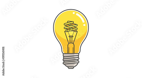 Simple illustration of a yellow light bulb on white background.