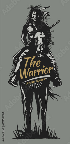 Bold illustration of a hunter silhouette, original hunter concept