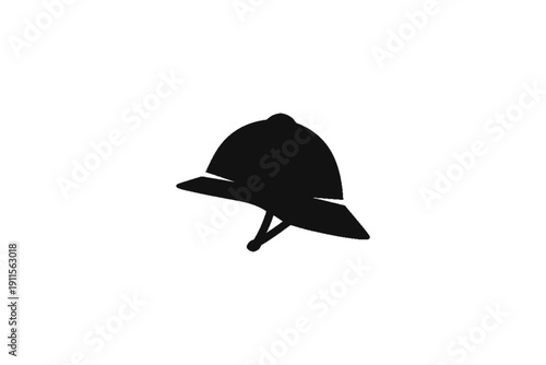 Safari Helmet Silhouette: A minimalist, striking silhouette of a classic safari helmet, symbolizing adventure, exploration, and the spirit of discovery.