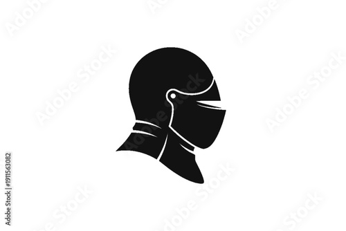 Knight's Helm Silhouette: A stark silhouette of a knight's helm, representing courage, protection, and historical strength.