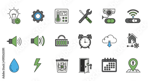 Collection of technology and business icons.