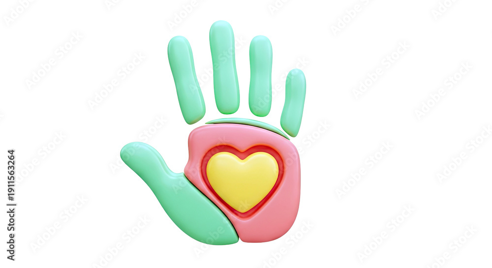 Obraz premium 3D Hand with Heart Icon